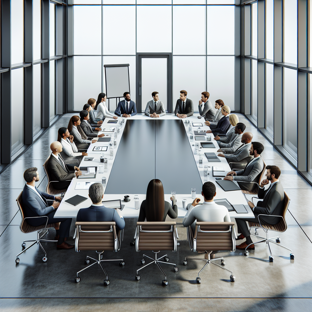 Realistic stock image of modern office meeting