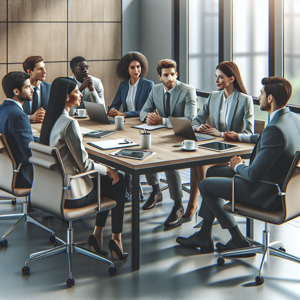 Realistic stock image of modern office meeting